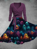 Women's Lovely Ghost Print Two-Piece Dress