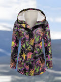 Winter Halloween Printed Hooded Drawstring Zipper Thickened Jacket