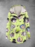 Winter Halloween Printed Hooded Drawstring Zipper Thickened Jacket