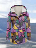 Winter Halloween Printed Hooded Drawstring Zipper Thickened Jacket