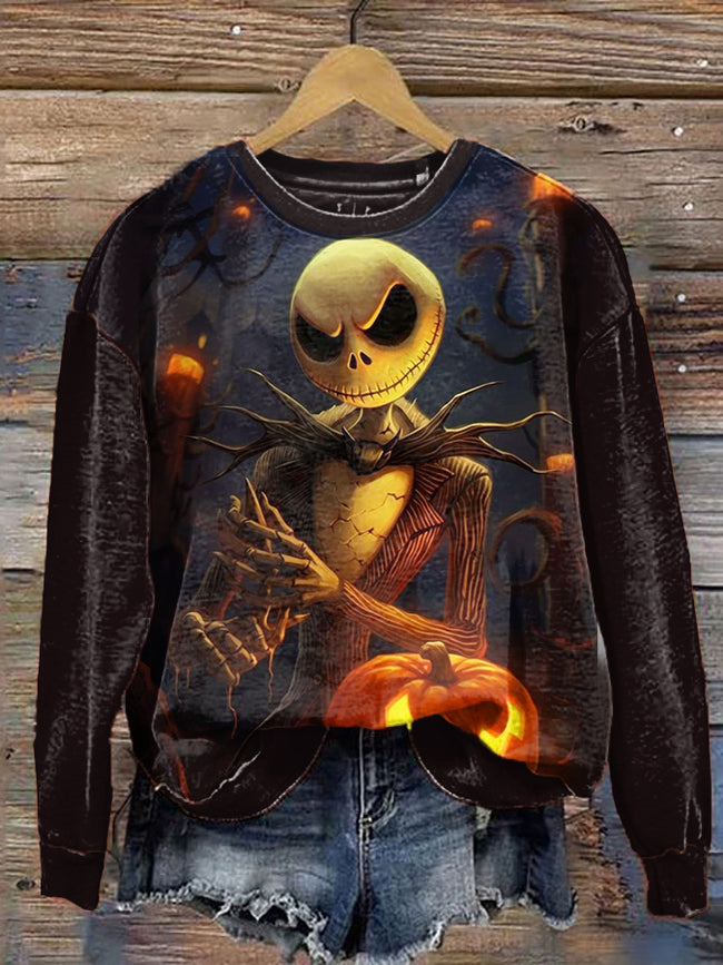 Women's Halloween Printed Long Sleeve Sweatshirt