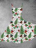 Women's Christmas Tree Print Two-Piece Dress