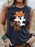 Halloween Lovely Ghost Print Tank Top