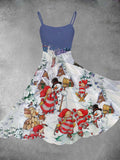 Women's Christmas Snowman Print Two-Piece Dress