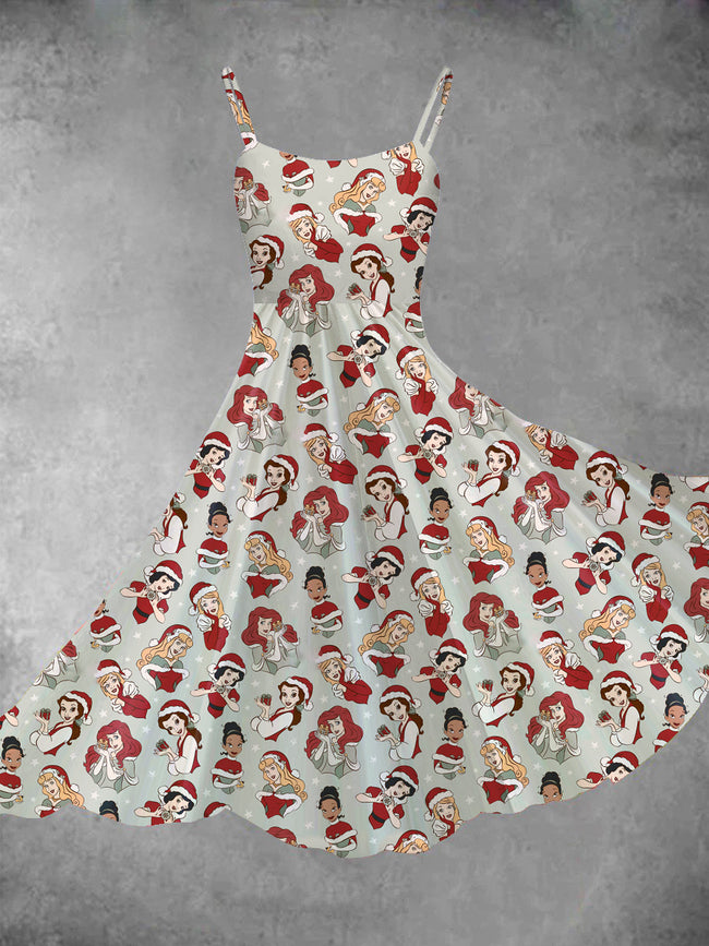 Women's Christmas Girl Print Two-Piece Dress