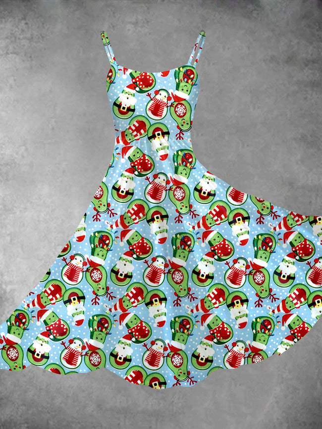Women's Christmas Avocado Print Two-Piece Dress