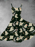 Women's Halloween Ghosts Print Two-Piece Dress
