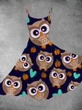 Women's Owls Print Two-Piece Dress