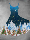 Women's Christmas Elk Print Two-Piece Dress