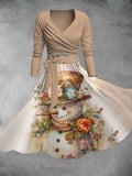 Women's Snowman Print Two-Piece Dress