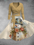 Women's Snowman Print Two-Piece Dress