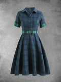 Green Plaid 1950s Dress