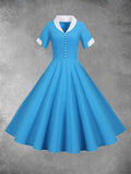 V Neck 1950s Swing Dress