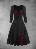 Black and Burgundy Vintage Halloween Dress