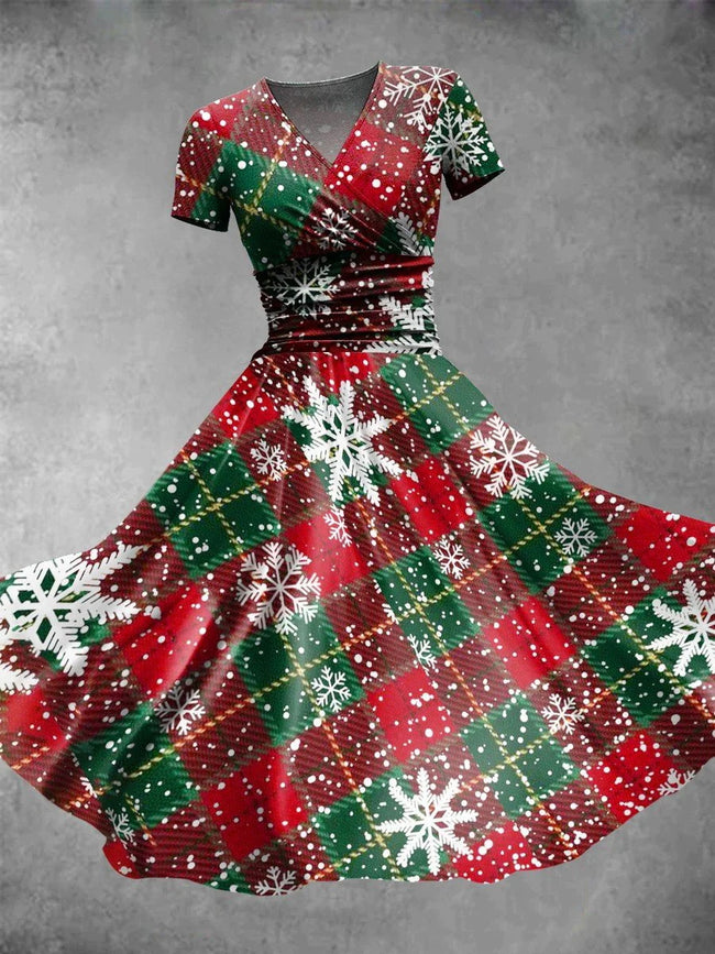 Women's Vintage Christmas Print Maxi Dress