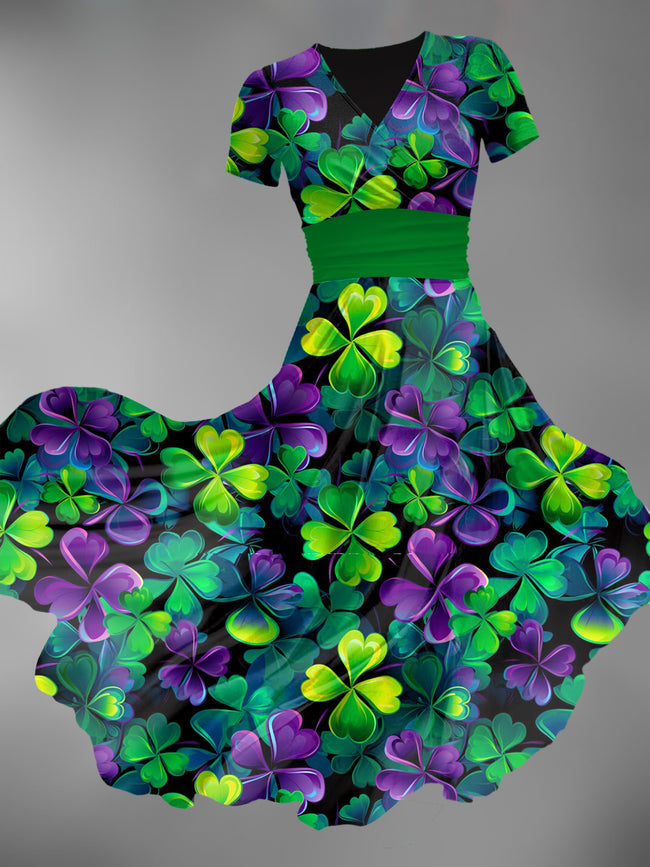 Women's Lucky Clover Print Maxi Dress
