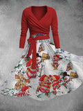 Women's Christmas Snowman Print Two-Piece Dress