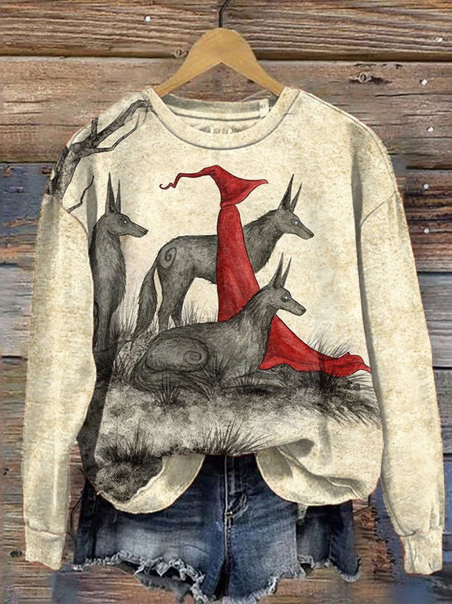 Women's Halloween Fox Crew Neck Sweatshirt