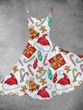 Women's Christmas Cartoon Print Two-Piece Dress