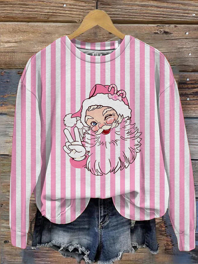 Cute Santa Print Casual  Sweatshirt