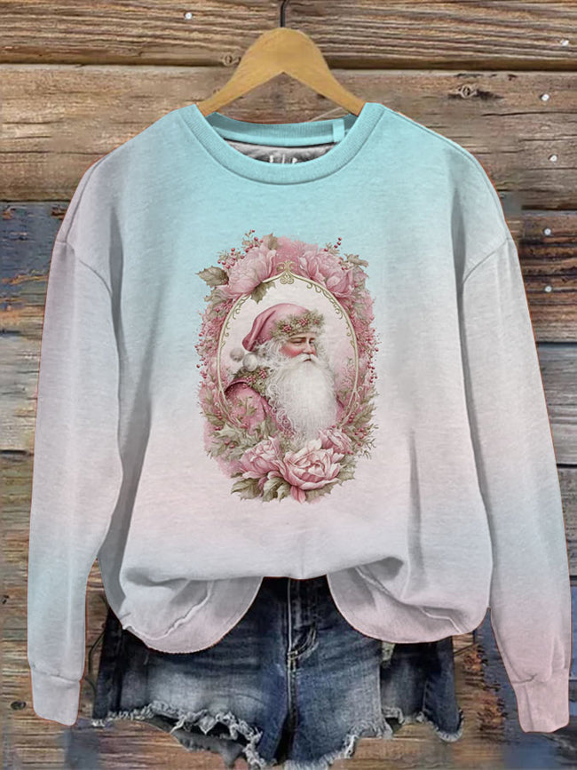 Cute Santa Print Casual  Sweatshirt