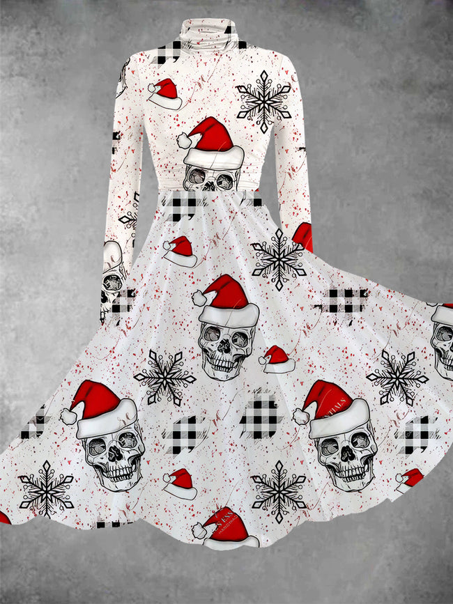 Women's Merry Creepmas Print Long Sleeve Maxi Dress