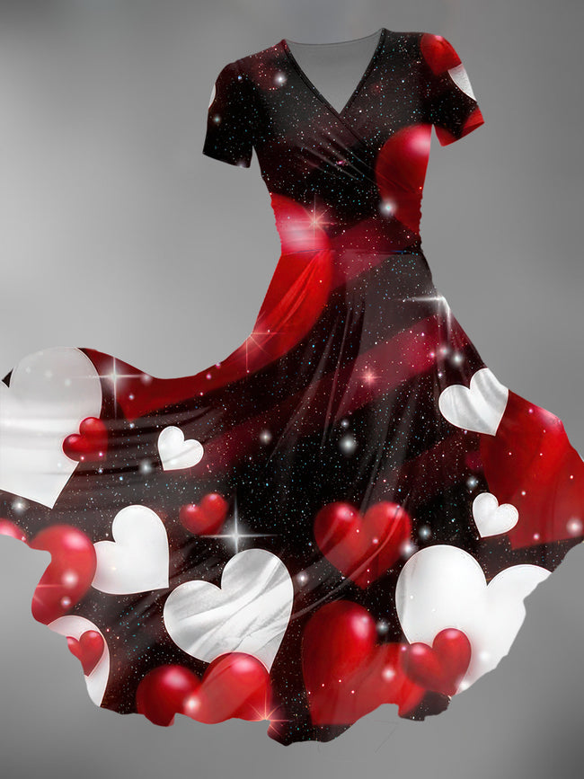 Women's Valentine's Day Heart Print Maxi Dress