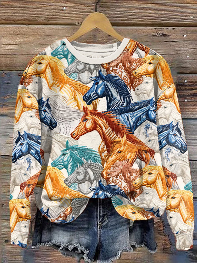 Colorful Horse Christmas Sweatshirt