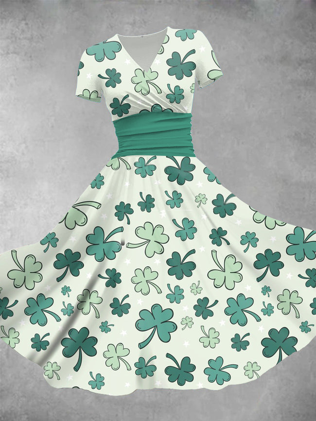 St. Patrick's Trefoil Print Maxi Dress