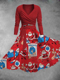 Women's Santa Claus Print Two-Piece Dress