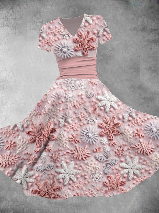 Women's Vintage Christmas Flower Print Maxi Dress