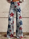 Women's Vintage Independence Day Print Wide Leg Pants