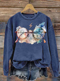 Vintage Eyeglass Print Sweatshirt