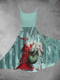Women's Santa Claus & Elk Print Two-Piece Dress