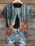 Women's Halloween Witch Print Casual T-Shirt