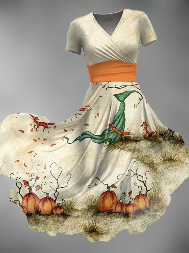 Women's Halloween Pumpkin Art Print Maxi Dress