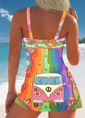 Women’s Colorful Hippie Print One Piece Swimdress