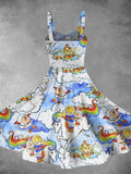 Vintage 1980s Rainbow Girl Print Backless Dress