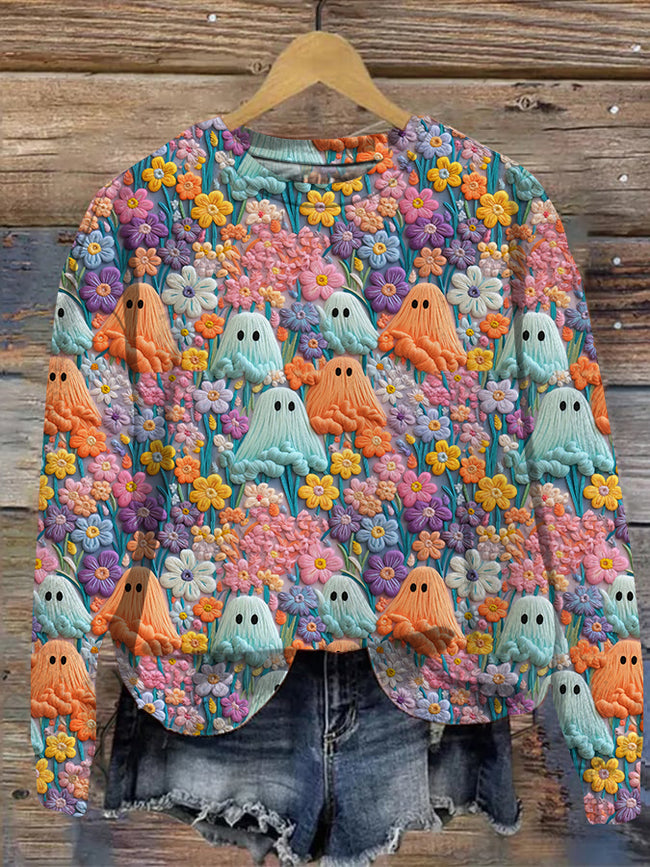 Vintage Lovely Ghost Print Sweatshirt