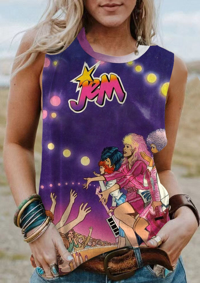 Vintage 1980s Cartoon Print Tank Top