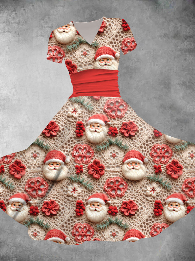 Women's Santa Print Maxi Dress