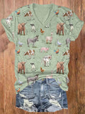 Women's Farm Animals Print T-Shirt