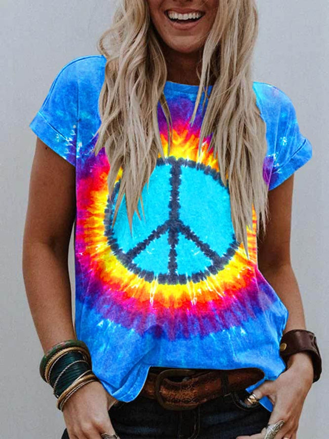 Buy 3 Get 10% OffWomen's Hippie Tie Dye Printed T-Shirt