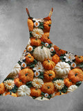 Women's Thanksgiving Pumpkin Print Two-Piece Dress