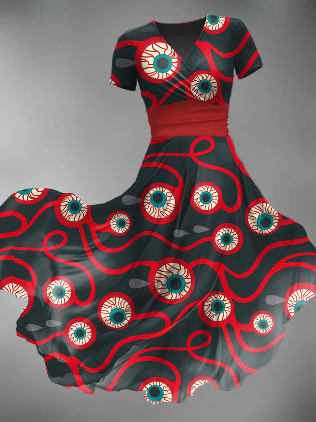 Women's Halloween Eye Print Maxi Dress