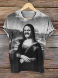 Funny Mona Lisa Art Pattern Print T-shirt