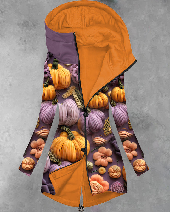 Thanksgiving Pumpkin Print Long Hoodie