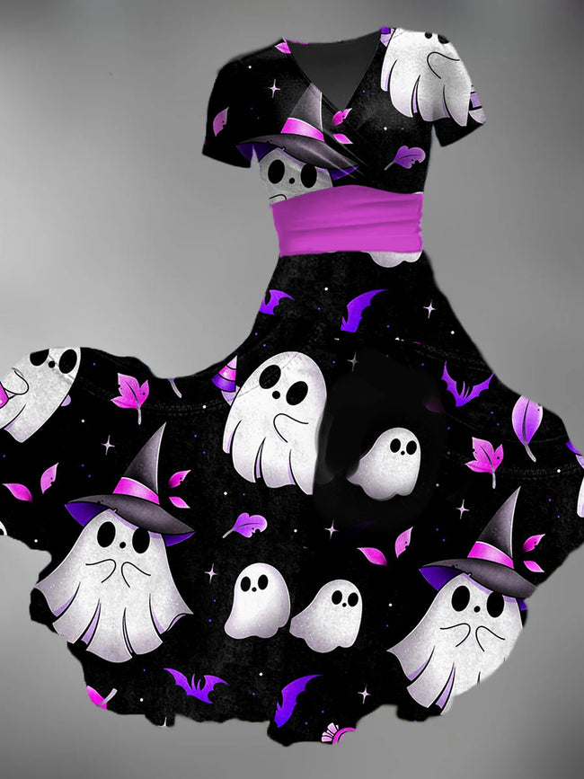 Women's Halloween Ghost Print Maxi Dress