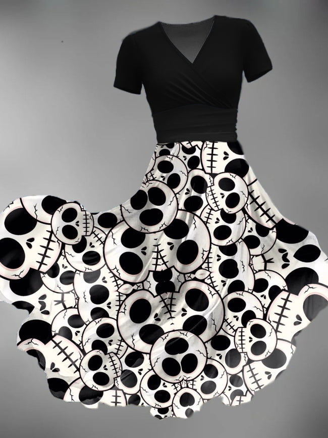 Women's Vintage Skull Print Maxi Dress