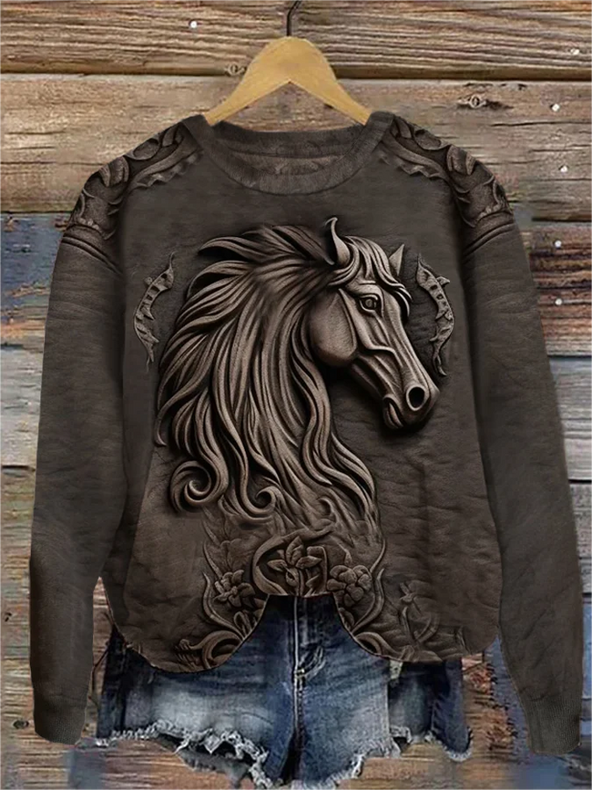 Vintage Horse Printed Sweatshirt